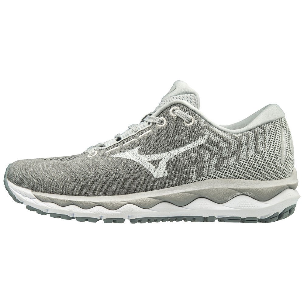 Mizuno Women's Trail Running Shoes WAVE SKY WAVEKNIT 3 Grey/White - MRVSBCD-16